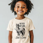 Toddler Shirts for Boys Grils Kids, Baby Boy Summer Clothes Funny Alpaca Graphic Tees, 2-8T Short Sleeve T-Shirt, Messy Hair Don't Care