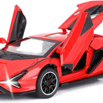 SASBSC Lambo Toy Cars Sian Fkp37 Diecast Metal Model Car with Light and Sound Pull Back Car Toys for Boys Age 3 + Year Old (Blue)