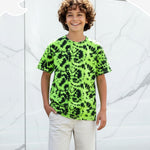 PATPAT Boys Tie Dye T-Shirts Size 8-9 Years Green Short Sleeve Crewneck Neon Shirt Kids Casual Hippies Clothes