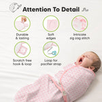 3-Pack Organic Baby Swaddle Sleep Sacks - Swaddles for Newborns, Infant 0-3 Months, Baby Girls, Boys, Soft & Snug Newborn Sleep Sack, Nursery Swaddling Blankets, Velcro Closure (Blossom)