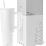 Simple Modern 40 oz Trek Tumbler with Handle and Straw Lid | Cup Holder Friendly Insulated Stainless Steel Travel Mug | Almond Birch