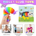 Cevioce Fidget Slug Toy 3Pcs Autism Sensory Toys for Autistic Children Airplane Car Travel Essential Toys Gifts for Kids Toddlers Girls Boys Slug Fidget Toys for Kid Adult Easter Basket Stuffers
