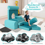 FURNAWAY Modular Kids Play Sofa Multifunctional Kids Sofa Convertible Foam Floor Mat Convertible Play Fort Inspire Children's Creativity and are Made of Velvet Fabric for Both Boys and Girls (Cyan)