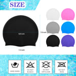 Syhood 6 Pieces Unisex Adult Silicone Swim Cap Waterproof Swimming Hat Non Slip Pool Hat Elastic Silicone Cap for Long and Short Hair(Black, Gray, White, Blue, Deep Purple, Pink)