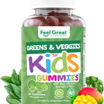 Feel Great Super Green Gummies for Kids | Fruit and Vegetable Gummies | Vegan Veggie Gummy Multivitamin for Kids | Veggie Fiber Supplement | 60 Count