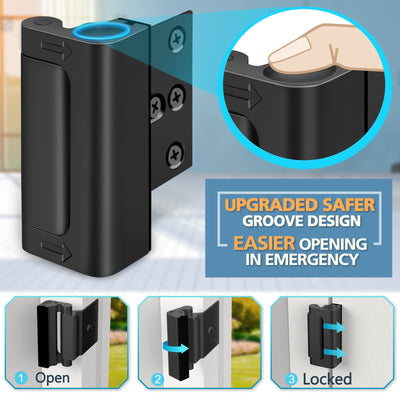 Home Security Door Lock Reinforcement - Child Proof High Security Door Locks with 3" Stop Withstand 800 lbs for Inward Swinging Front Door, Night Kids Safety Metal Flip Deadbolt Latch Defend Home