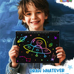 ZMLM Scratch Paper Art-Crafts Gift: 2 Pack Rainbow Notebooks Supplies Toys Easter Basket Stuffers for 3 4 5 6 7 8 9 10 Years Old Girls and Boys Kids Birthday Party Games (Blue)