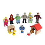 Hape Award Winning Wooden Dollhouse with Pet Set, Unique Accessories for Imaginative Play, 6 Family Figures - Adults 4.3" and Kids 3.5"