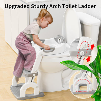 KYYOKE Potty Training Toilet, Adjustable Toddler Toilet Seat and Step for Kids, 2 in 1 Toilet Steps for Toddlers,Non Slip & Space Efficient & Splash Guard