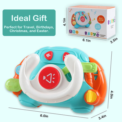 Baby Montessori Sensory Learning Travel Activities Toys with Sound Light - Baby Steering Wheel Music Toys for Babies 6 9 12 18 Months - Infant Newborn Shower Gifts for Toddlers 1-3 Year Old Boys Girls