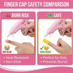 Amazzeo Mini Hot Glue Gun and Sticks Set 40pcs with 5 Fingers Safety Caps - Kids & Home Use Gun, Pistola De Silicona Caliente School Projects & Quick Repairs Small Glue Gun for Crafts