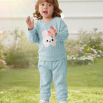 Kucnuzki Toddler Girl Outfit Baby Girl Clothes 18-24 Months Long Sleeve Top T Shirts Blue Pants Sweatsuit Cute Baby Outfit Toddler Clothes Fall Clothing