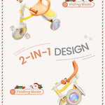 besrey Kids Tricycle with Flash Wheels for Ages 18 Months to 5 Years, Toddler Tricycle with Bell, Kids Tricycle, Gift for 2-5 Year Olds, Gift and Toy for Boys and Girls, Tricycle for Toddlers, Yellow