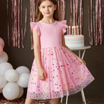 PATPAT Toddler Tutu Dress Girls Ruffle Tulle Pink Dresses Cute Summer Party Princess Sundress 4-5 Years