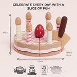 Le Toy Van - Honeybake Childrens Wooden Vanilla Birthday Cake Play Food Pretend Toy | Perfect For Pretend Role Play | Birthday Cake Play Kitchen Role Play Toy (TV273)