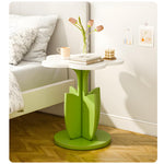End Table for Sofa - Flower Shaped Side Table & Plant Stand - Unique Nightstand for Girls Bedroom - Modern Bohemian Furniture & Groovy Room Decor - Preppy, Y2K Style Accent Table (Pink Green)