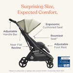 Ergobaby Metro 3 All in One Compact Baby Stroller - Lightweight Travel Stroller - Easy One-Hand Fold for Overhead Airplane Storage (Carries up to 50 lbs) - Car Seat Compatible - Graphite Grey