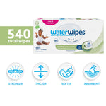 WaterWipes Sensitive+ Baby & Toddler Wipes, 3-In-1 Cleans, Cares, Protects, 99.9% Water, Textured Clean, Unscented & Hypoallergenic, 540 Count (Pack of 9)