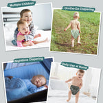 babygoal Reusable Charcoal Cloth Diapers with Double Gussets, 3 Pack Washable Baby Pocket Diapers with 3pcs Charcoal Inserts and Wet Dry Bag(Dark Grey,BeanGreen,Lake Blue)