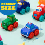 JOYIN Cartoon Cars, Soft Rubber Toy Car Set, Mini Vehicles, Bath Toy Car for Toddlers, Gift for Boys and Girls Easter Basket Stuffers, Summer Beach and Pool Activity, Party Favors for Kids