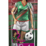 Barbie Careers Fashion Doll & Accessory, Soccer Player with Brunette Ponytail, #16 Uniform, Tall Socks, Cleats & Ball