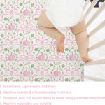 Fall Pink Pumpkins Bows Gingham Baby Crib Sheets for Girls Autumn Thanksgiving Harvest Soft Snug Fitted Crib Mattress Covers for 52''x28'' Standard Crib & Toddler Mattress Halloween Bed Sheets
