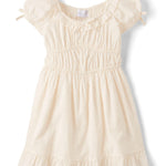 The Children's Place,Girls,Casual Ruffle Dress,Short SleeveWhite Daisy,X-Large