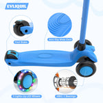 Kids Scooter,LED Lighted Wheels and 3 Adjustable Height Handlebars Scotters for Kids 3-12,3 Wheel Toddler Kick Scotter for Boys & Girls up to 132 Lbs.