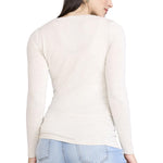 Motherhood Maternity Women's Long Sleeve Side Ruched V-Neck Pregnancy Tee Shirt, Heather Oatmeal, Medium