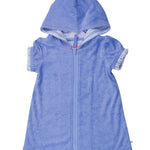 RuffleButts Girls Terry Knit Full-Zip Swim Cover-Up - Fashion Swimwear Cover-Up Dress