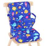 Toddler Booster Seat for Kitchen Chair, Non-Slip Bottom Dining Table Booster Seat with Backrest and Adjustable Straps, Portable Eating Travel Increasing Cushion
