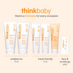 Thinkbaby Mineral Sunscreen for Sensitive Skin, SPF 50 Clear Zinc Oxide Baby Sunblock, 3 Fl Oz, Broad Spectrum UVA/UVB Protection, Natural, Water Resistant, Reef Safe, Vegan
