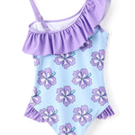 Disney Stitch Girls Swimsuits Lilo & Stitch Ruffle One Piece Bathing Suits Sport Summer Beach UPF 50 Swimwear Purple Quick Dry for Kids Girl Size 3T