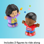 Fisher-Price Little People Toddler Toy School Bus Musical Push-Along Vehicle with 2 Figures for Pretend Play Ages 1+ Years