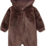 Newborn Baby Snowsuit Fleece Lined Onesie Outfits Warm Hooded Romper for Infant