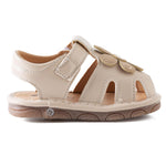 Jastore Infant Baby Girls Boys Squeaky Sandals Summer Bowknot Newborn Crib Shoes First Walkers Prewalkers Shoes (Flower Beige, US Footwear Size System, Infant, Age Range, Medium, 12 Months, 18 Months)