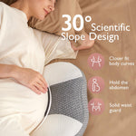 Momcozy Plus W Shaped Pregnancy Pillow for Sleeping, Adjustable Maternity Pillow for Side Sleepers, Portable Wedge Belly Support, Compact Design for Back Belly and HIPS, Grey and White