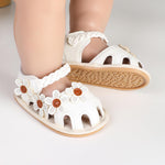 WaiHeikki Baby Girls Sandals Cute Flower Decor First Walking Princess Shoes Summer Casual Non-Slip Breathable Shoes 0-18M (White, 0_months-6_months)