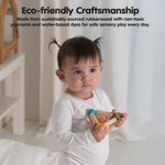 PlanToys Wooden Clutching Triangle Baby Toy with Gentle Sound in Two-Toned Ball (5244) | Sustainably Made from Rubberwood and Non-Toxic Paints and Dyes