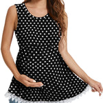Xpenyo Womens Maternity Tank Top Sleeveless Lace Crochet Trim Peplum Cami Shirts Polka Dot Black XL