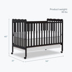 Dream On Me Carson Classic 3-in-1 Convertible Full-Size Baby Crib in Black, GreenGuard Gold & BSA, 4 Mattress Heights, Converts to Day & Toddler Bed, Locking Wheels, Classic Nursery Design