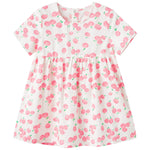 pureborn Baby Girls Woven Dress Short Sleeve Cotton Playwear Dresses Peach 0-3 Months
