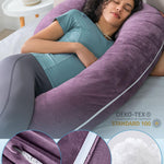 INSEN Pregnancy Pillow,Maternity Body Pillow with Velvet Cover,C Shaped Body Pillow for Sleeping (Cozy Velvet-Lavender)