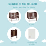 Dream On Me 2-in-1 Lightweight Quick Fold Portable Compact Mini Baby Crib in Espresso, GreenGuard Gold & JPMA, Patented Flat-Folding, Converts to Playpen in Seconds, Locking Wheels, 1″ Mattress Pad