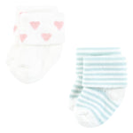 Hudson Baby Infant Girl Cotton Rich Newborn and Terry Socks, Little Love, 0-6 Months