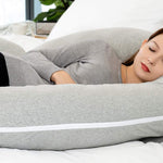 INSEN Pregnancy Pillow for Sleeping, Maternity Pillow with Jersey Cotton Cover,C Shaped Body Pillow for Pregnant Women(Grey Jersey)