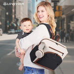 LOVEVOOK Diaper Bag Backpack, Baby Bag with Changing pad, Waterproof Diaper Backpack for Mom Dad, cute Mommy Bag for Boy and Girl, Travel Essential Baby Registry Shower, Black-White-Brown