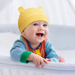 6 Pieces Newborn Baby Hat Bear Ears Infant Caps Baby Boy Girl Toddler Hats Infant Beanie Caps for 0-3 Months (Gray White, Light Gray, Yellow, Green, Blue, Blue Green,Classic)