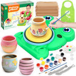 Aujazyble Pottery Wheel for Kids - Complete Pottery Painting Kit Arts and Crafts for Kids Ages 8-12 with 3 Pack Air Dry Clay Art Supplies Toys for Girls Boy Birthday Gift for 6 7 8 9 10 11 12+