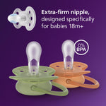 Philips Avent Ultra Soft Pacifiers - Orthodontic Design, for Babies 18 Months+, Flexible Shield, Extra-Firm Silicone Symmetrical Nipple, BPA-Free, with 2 Sterilizing Cases, 4 Pack, SCF093/07